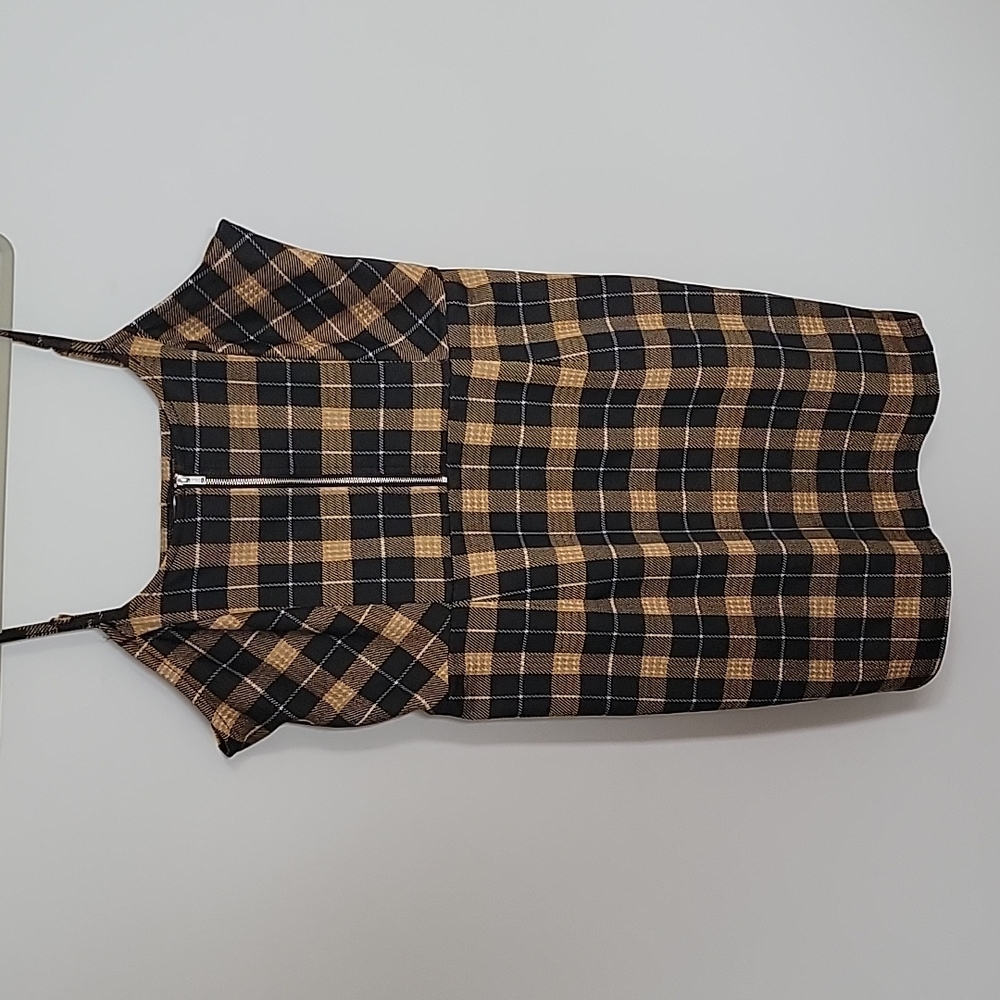 No Boundaries front zip plaid dress